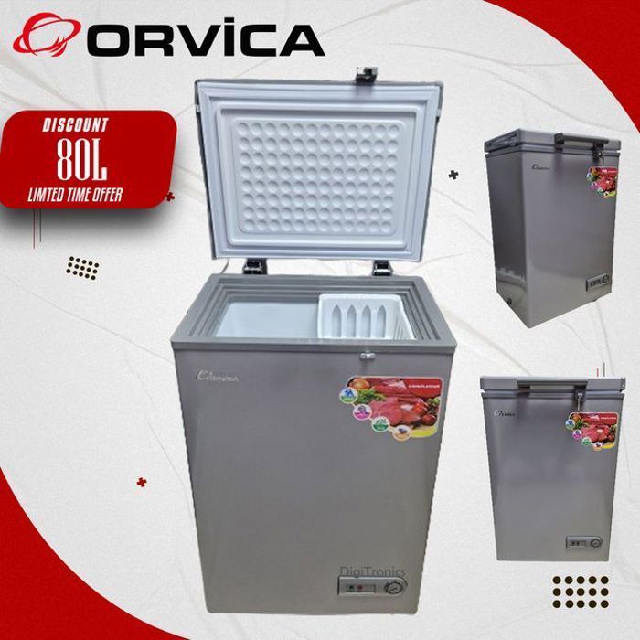 ORVICA Congélateur coffre posable 80L Argent Anti corrosion serrure de fermeture