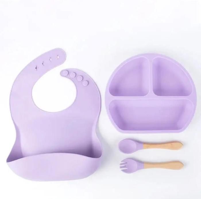 Ensemble silicone pour alimentation bébé 4 pièces - Purple