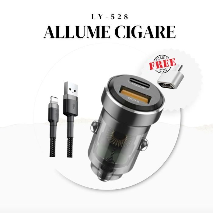 Chargeur allume-cigare 38W  LY-528  Avec un adaptateur USB To USB-C Gratuit