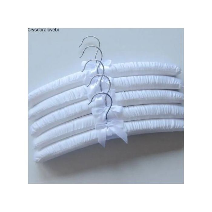 Cintres satin rembourré - 5 pièces - Blanc - 38 cm - Élégance Chic