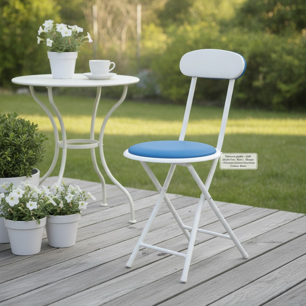 Tabouret pliable - CMP - 30x30x73cm - Dossier - Métal - Utilisation intérieure/extérieure - Couleur Blanc - Marjane Mall - Image 3