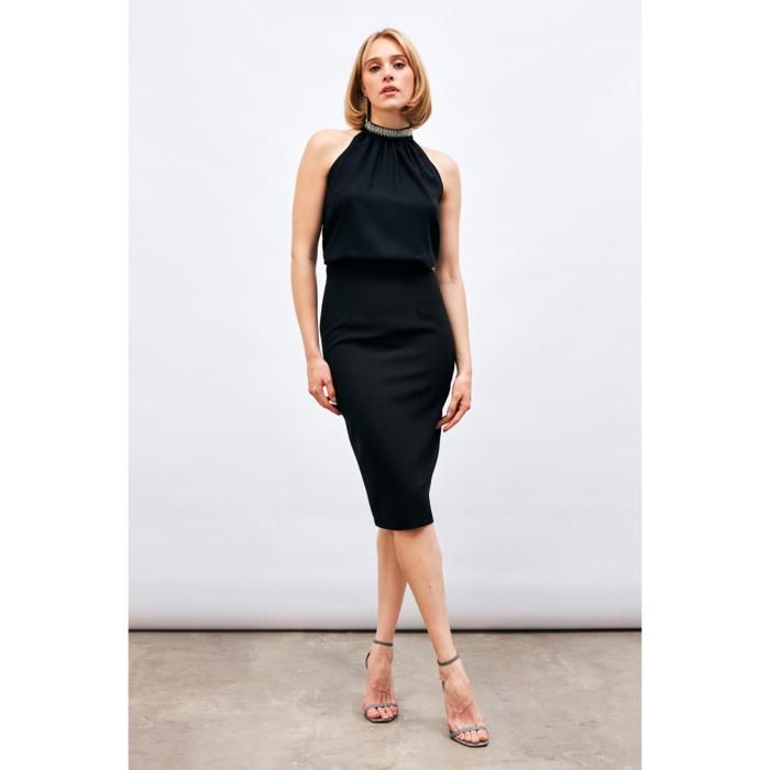 SATEEN- Jupe Crayon droite en Satin 779-4518