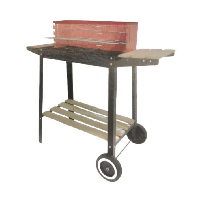 BARBECUE NOIR / ROUGE AVEC ROUE 85X27,5X80 CM YL12