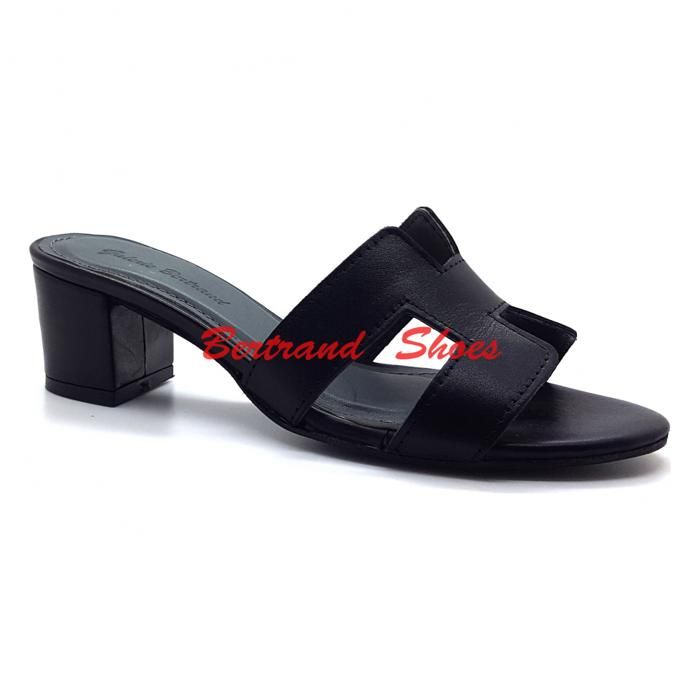 Sandale talon style H en cuir pour femme