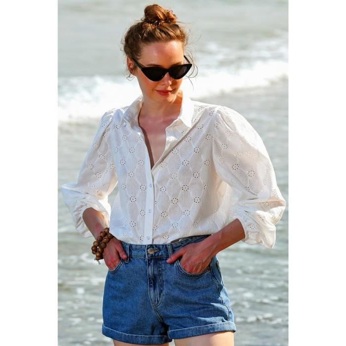 Chemise Premium - TREND ALACATI STEELY - Blanc - Manches longues - 100% Coton - Coupe régulière
