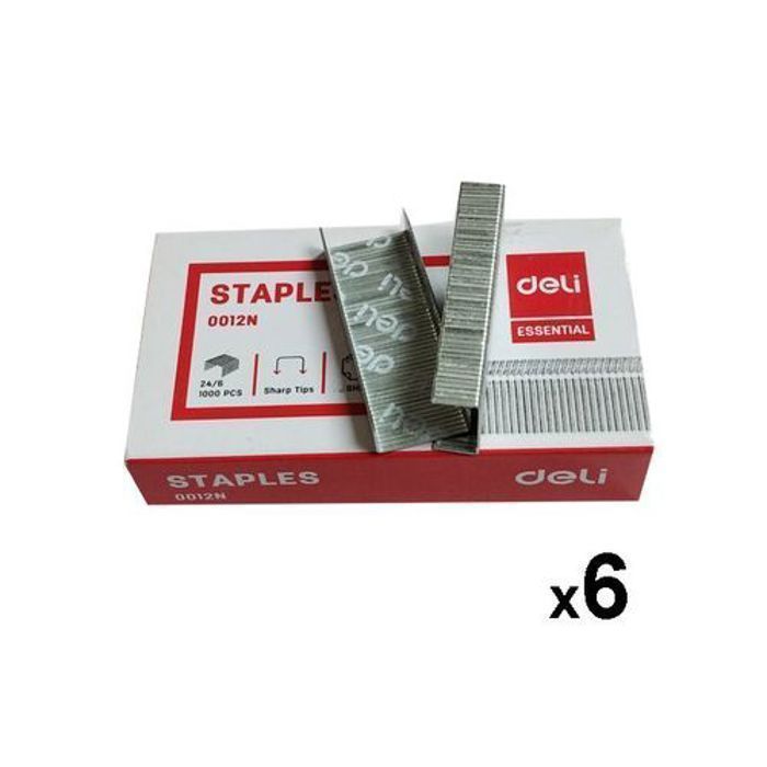 6 boites Agrafes pour Agrafeuse 24/6 - 6000 Pcs No.3