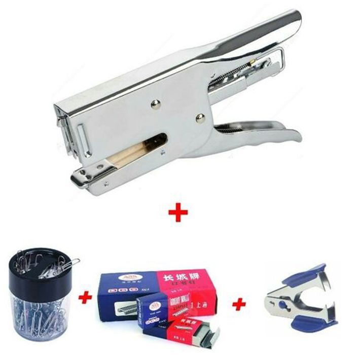 Agrafeuse 24/6 Métal + 10 agrafes 24/6 +désagrafeuse+ distributeur de trombones