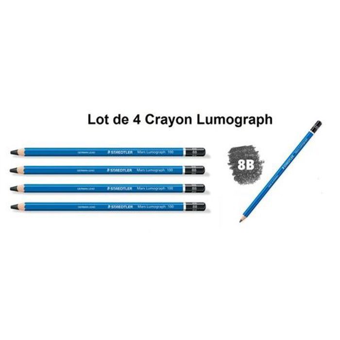 4 Crayons de dessin 8B STAEDTLER LUMOGRAPH