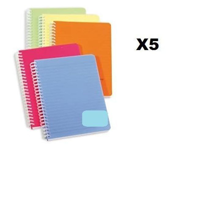 5 Cahier Spirale Format A5 160 Pages Petits Carreaux 5 x 5mm Couleur Aléatoire