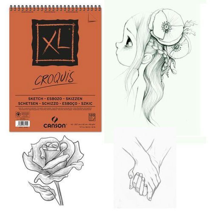 Bloc Canson XL Carnet Croquis Papier 120 feuilles Grand format A3 29,7x42cm 90g