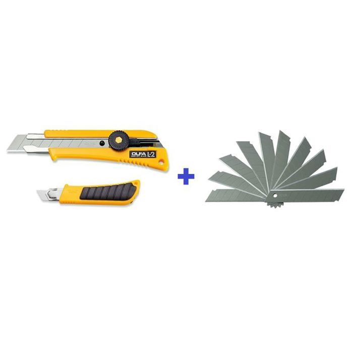 Cutter L-2 Résistant,Lame 18 mm Ajustable,Caoutchouc anti-glisse,10 Lames offert