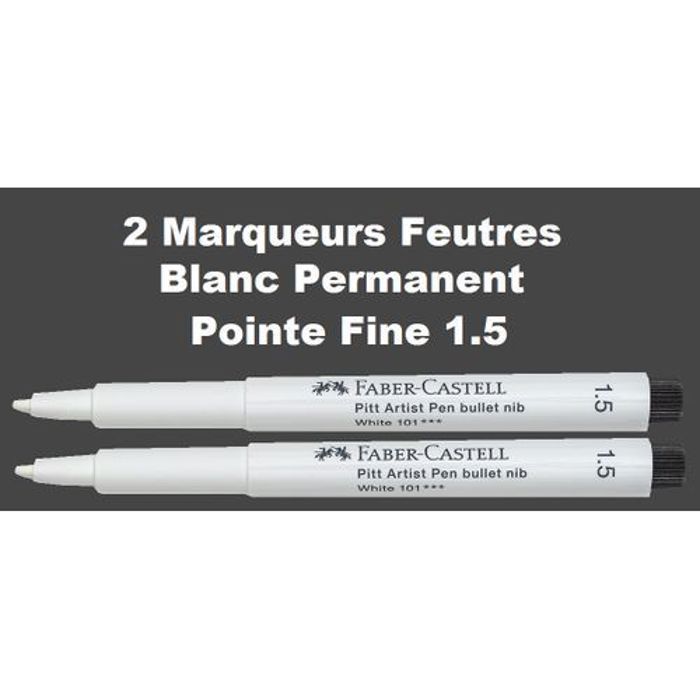 2 Marqueurs Feutre blanc 1.5 Pitt Artist Pen,Permanent,Pigmenté Encre de Chine