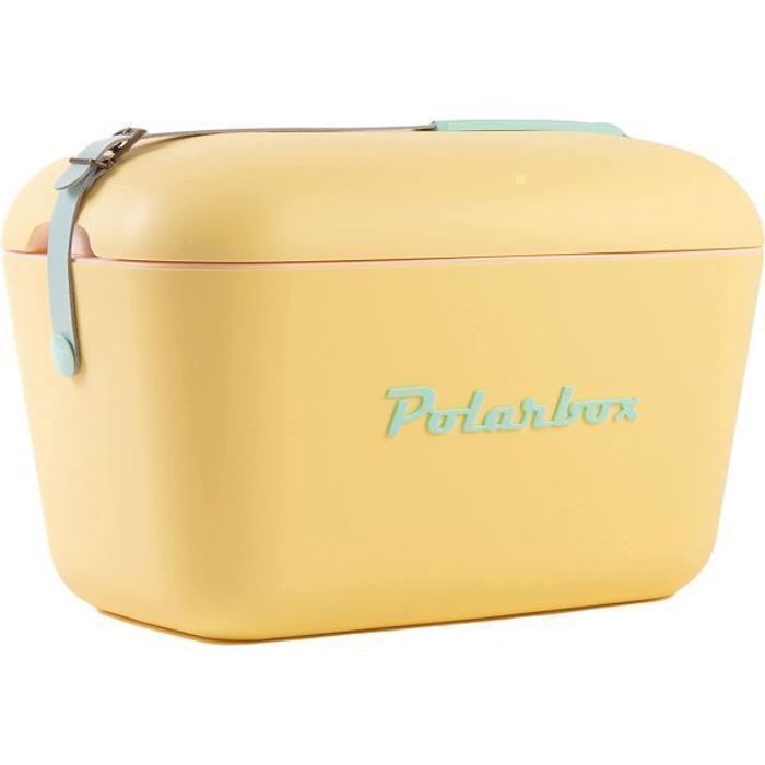 Glacière - POLARBOX - Yellow - 20L - Durable - Sangle en cuir réglable - Isolation thermique