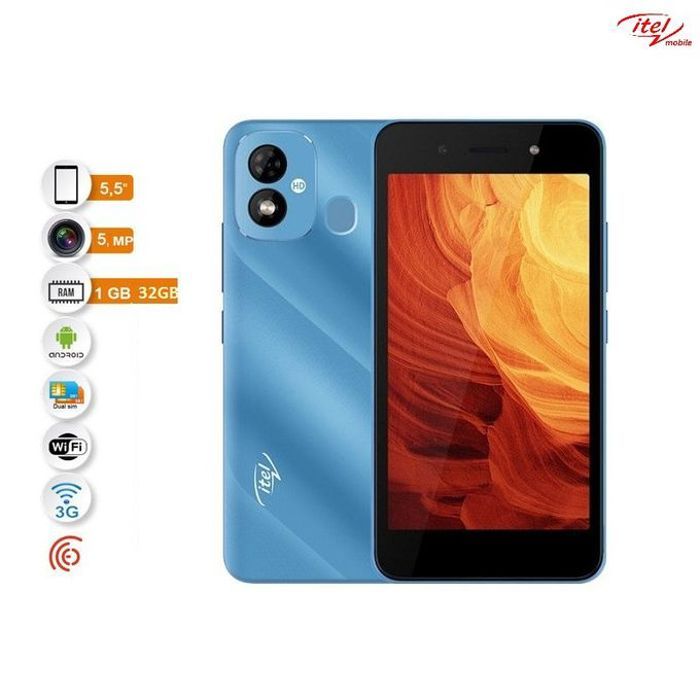itel Smartphone 5" Gsm A33plus 3G+-Dual SIM-empreintes-5MP -32GB-1GB RAM -Bleu