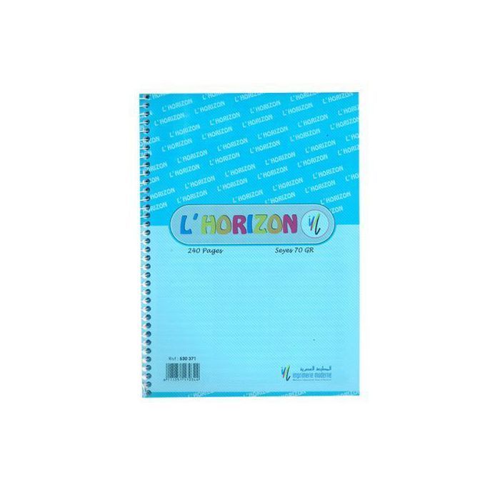 CAHIER SPIRALE 240p GRANDS CARREAUX 70G GRAND FORMAT A4 L'HORIZON