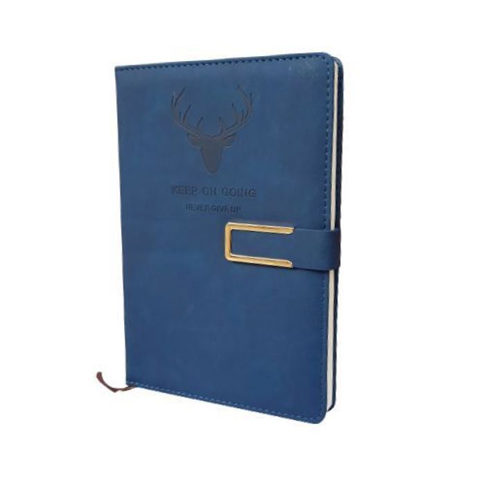 Bloc-notes en cuir A5 -14x21 cm-, Feuille quadrillé - 240 pages - bleu