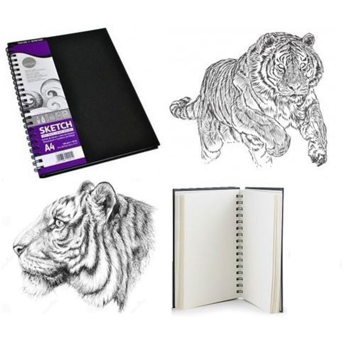 Carnet Dessin Croquis A4 100g,54 Feuilles Blanc Naturel doux ,Couverture rigide