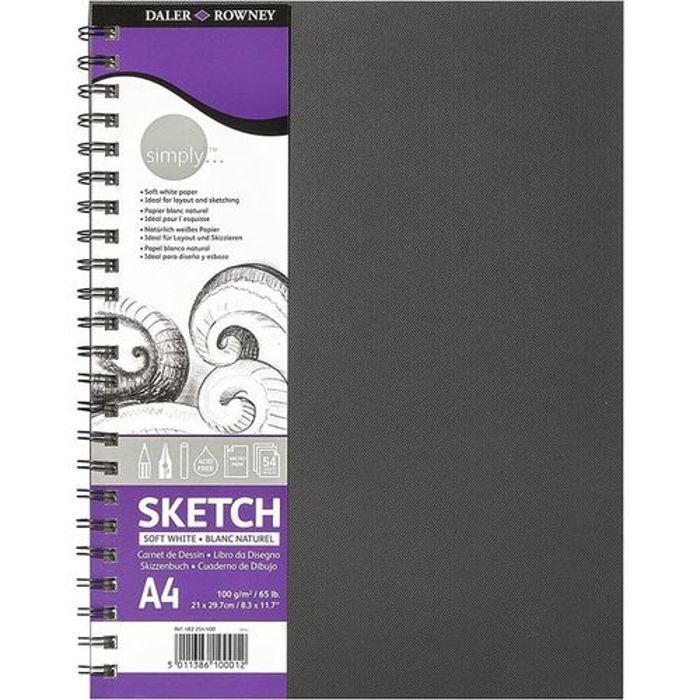 Carnet dessin Croquis A4 -Sketch, 100g-m², 54, blanc naturel
