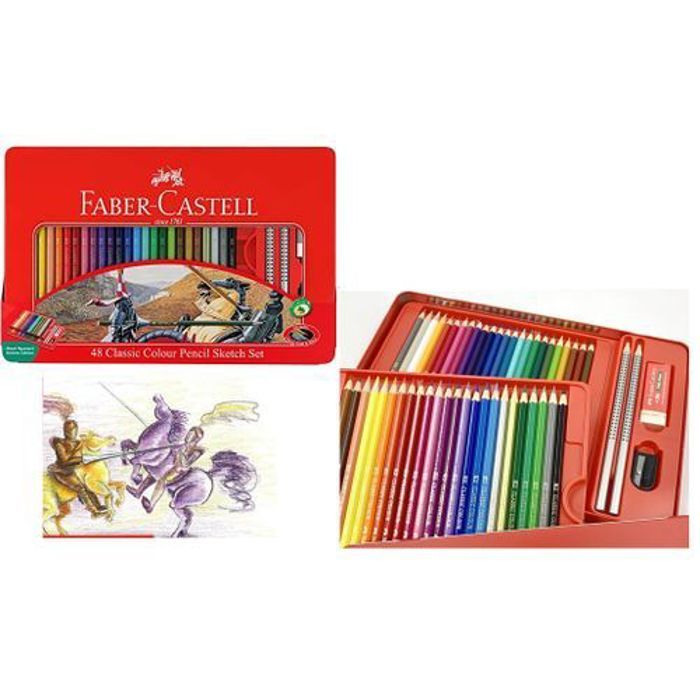 Coffret sketch 48 crayons couleurs teintes 3,3 mm+2 crayons+gomme+taille crayon