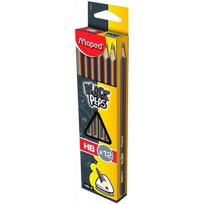 Crayons à Papier HB Triangulaire - Boite En Carton Contenant 12 Crayons -