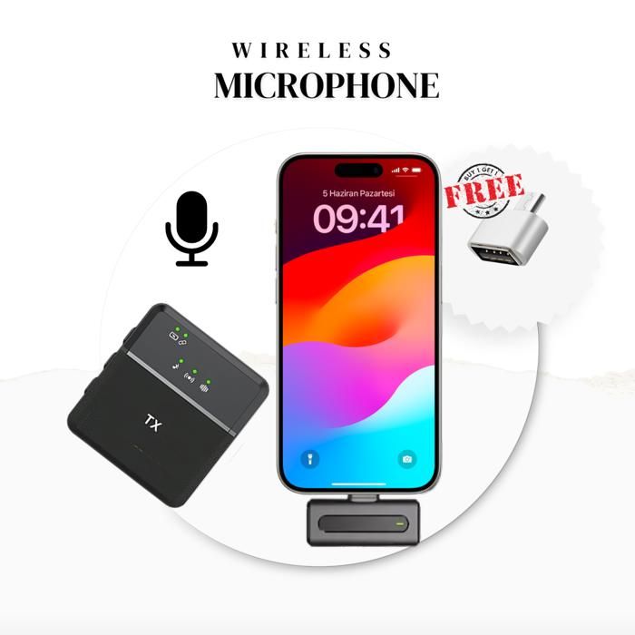 Microphone Sans Fil SX8 pour Type-C avec Adaptateur USB vers USB-C gratuit