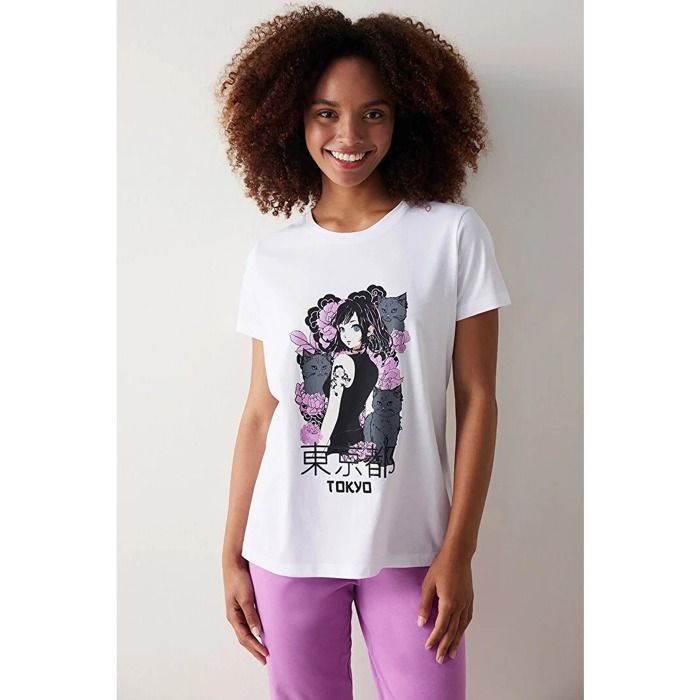 Ensemble Pyjama pour femmes Tokyo-Blanc et Violet