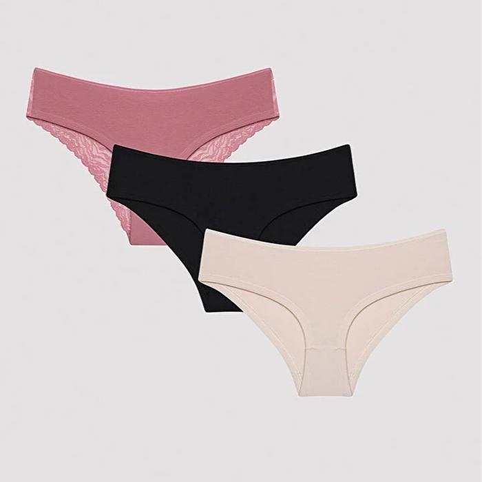 Culottes Hipster - PENTI - Love Lacy - Pack de 3 - Rose, Noir, Couleur de peau - Confortable et élégant - Marjane Mall - Image 1