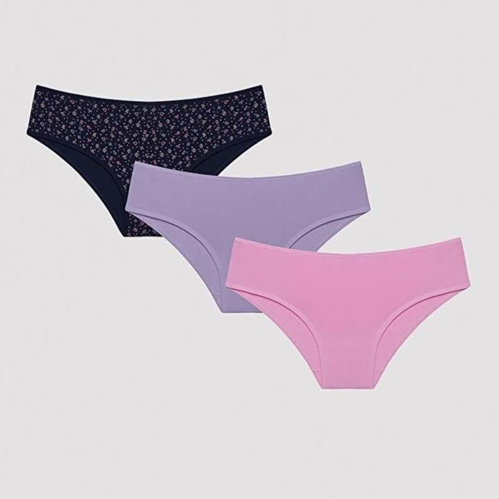 PENTI- Lot de 3 culottes cache-coeur imprimées Horoscop/Rose et Violet