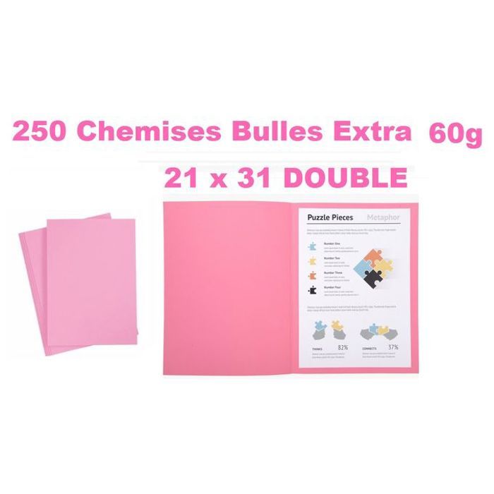 Paquet 250 Sous Chemises bulle Velin Extra double 60g - 21X31cm,Rose