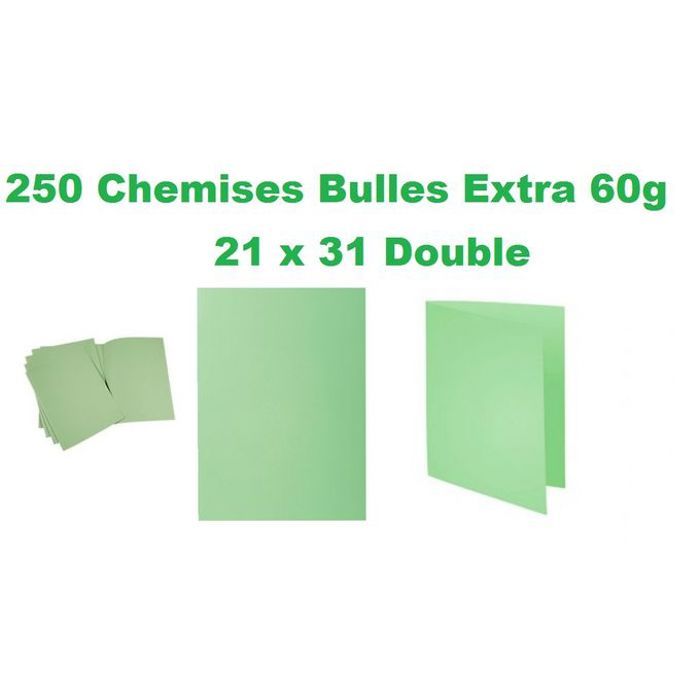 Paquet 250 Sous Chemises bulle Velin Extra double 60g - 21X31cm,Vert