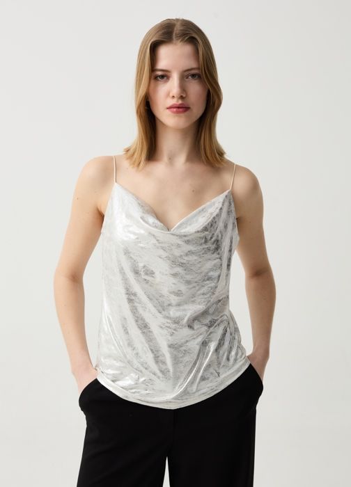 Débardeur effet métallisé- Gris Argenté