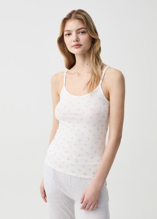 Lot de deux Débardeurs en coton biologique extensible- Blanc/Vert