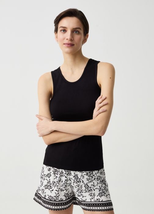 Débardeur - OVS - Noir - Viscose stretch - Bretelles larges - Col rond