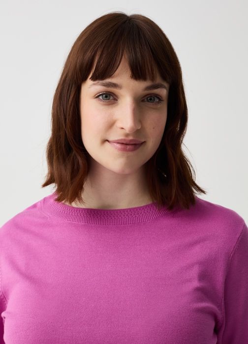 Pull - OVS - Rose cyclamen - Col rond - Femme - Adulte