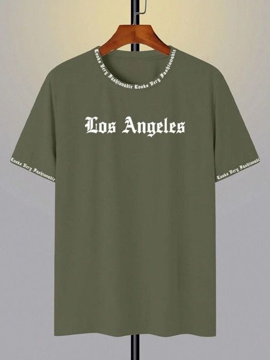 Manfinity EMRG Homme T-shirt los angeles vert militaire