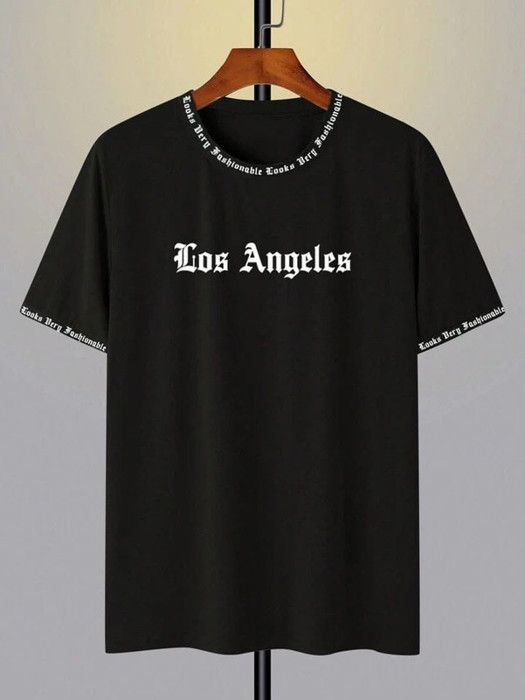 T-shirt Homme - MANFINITY EMRG - Los Angeles - Noir - Manches Courtes - Respirant