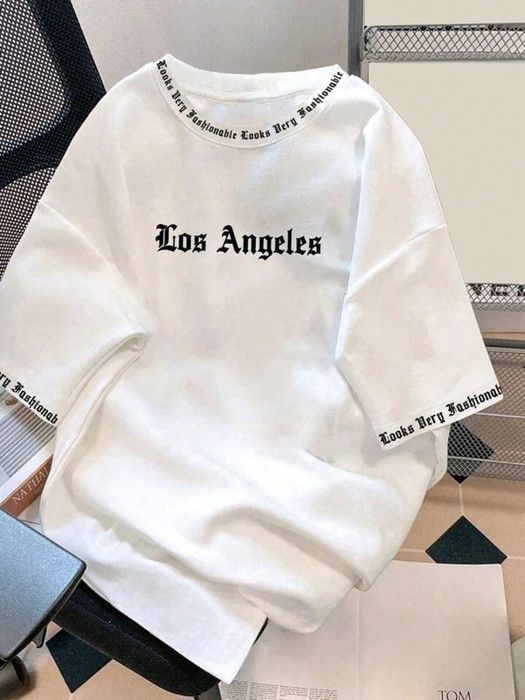 T-shirt Homme - MANFINITY EMRG - Los Angeles - Blanc - Manches Courtes - Respirant - Marjane Mall - Image 2