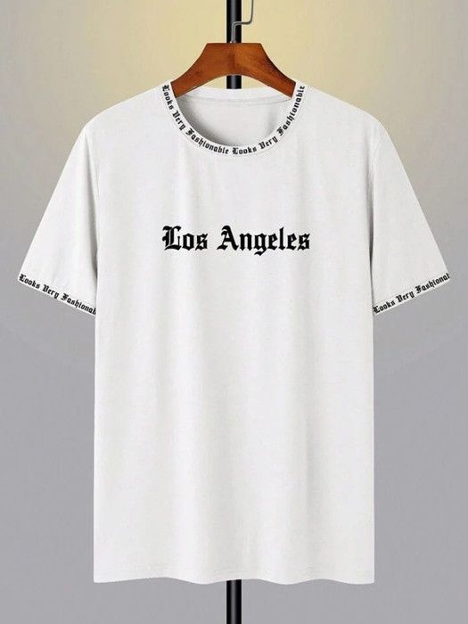 T-shirt Homme - MANFINITY EMRG - Los Angeles - Blanc - Manches courtes - Respirant