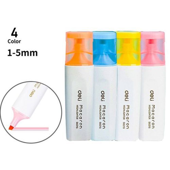 Lot 4 Marqueurs fluorescent Surligneur : Rose- Orange- Vert- Jaune