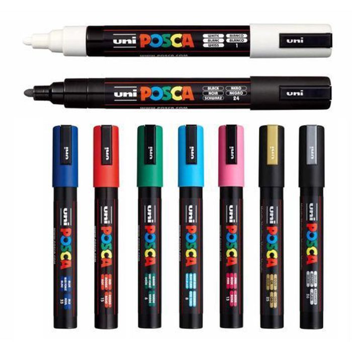 Lot Economique 8 Marqueurs PC-5M conique moyen:couleurs Complètes pointe 2-5 mm