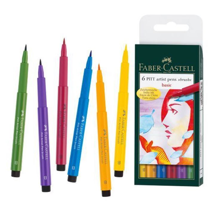 Feutre Pitt Artist Pen- boîte de 6- couleurs de base