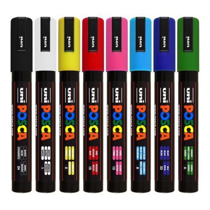 Lot Economique 8 Marqueurs PC-5M conique moyen:couleurs populaires pointe 2-5 mm