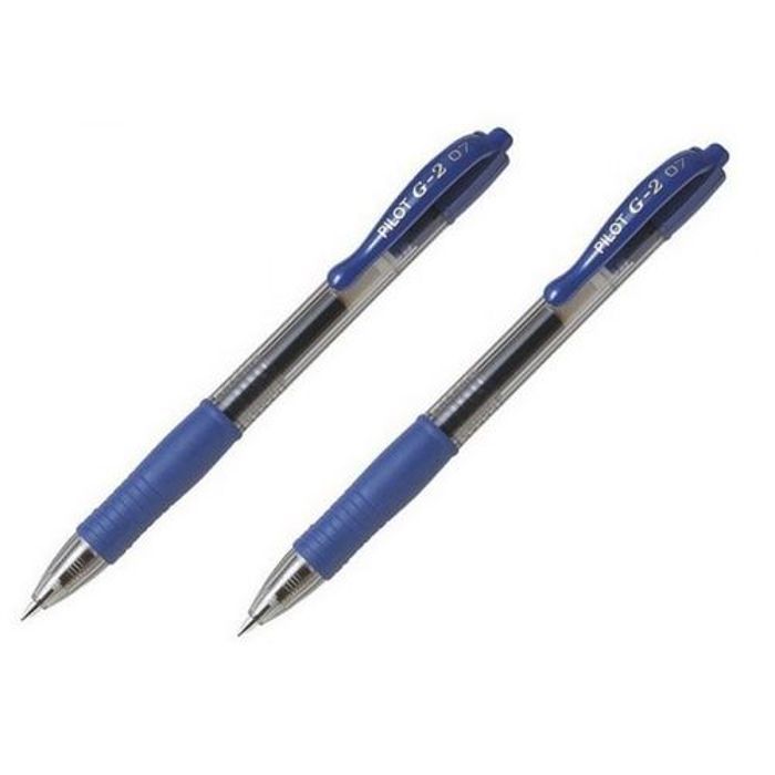 Lot 2 Stylos roller Classique Gel G-2 bleu - pointe moyenne 0-7 mm- Rechargeable