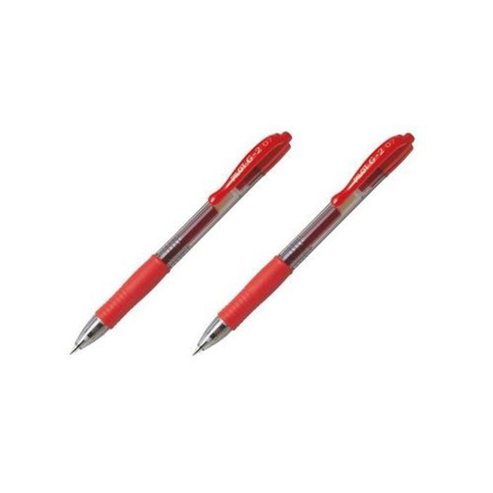Lot 2 Stylos roller Classique Gel G-2 Rouge- pointe moyenne 0-7 mm- Rechargeable
