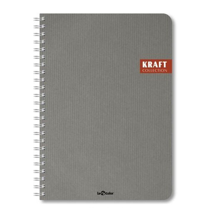 Notebook KRAFT COLLECTION gris à rayures 192 pages avec spirale