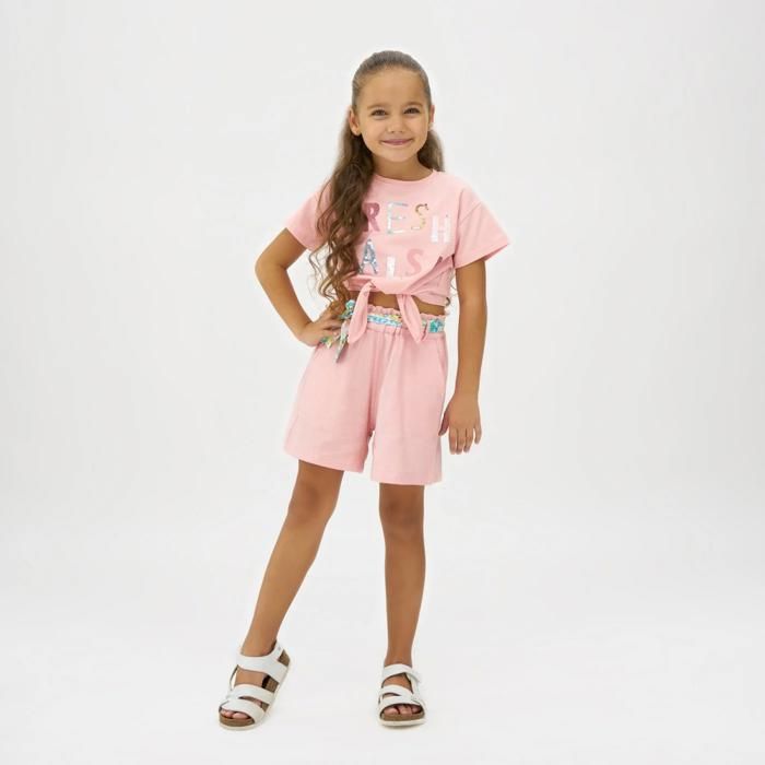 Short avec ceinture colorée pour fille- Saumon