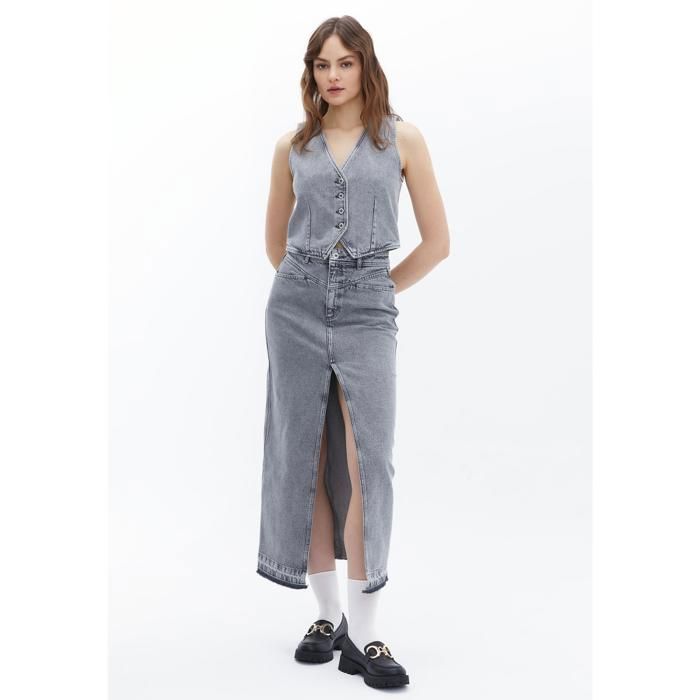 JUPE Femme Denim Gris- OXXO - Marjane Mall - Image 1