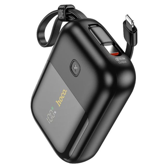 hoco Q20 Mini Power bank 22.5W 10000mAh built-in cables for Lightning and Type-C outputs (Noir )