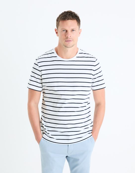 T-shirt straight 100% coton rayé