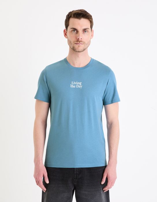T-shirt col rond imprimé en coton